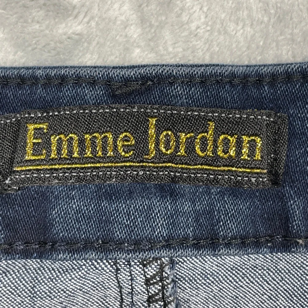 Emme Jordan Denim Skirt Womens Medium‎ Blue Dark Wash Stretch Pencil Embroidered